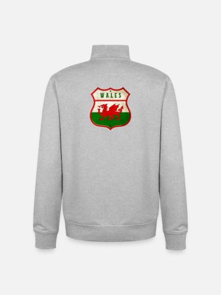 Wales Wappen Flaggen Design - Unisex Organic Zip Sweatshirt von Stanley/Stella - Grau meliert