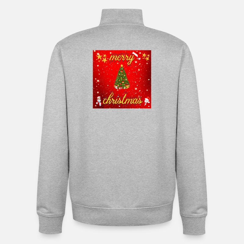 merry christmas version 2 - Unisex Organic Zip Sweatshirt by Stanley/Stella - heather grey