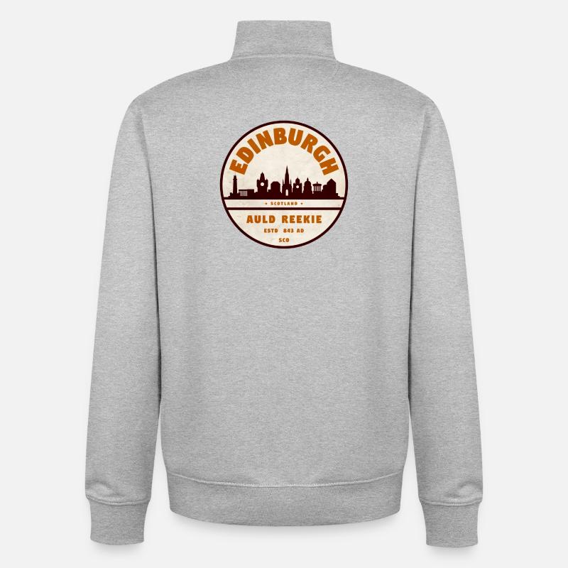 Edinburgh Skyline Retro Abzeichen - Unisex Organic Zip Sweatshirt von Stanley/Stella - Grau meliert