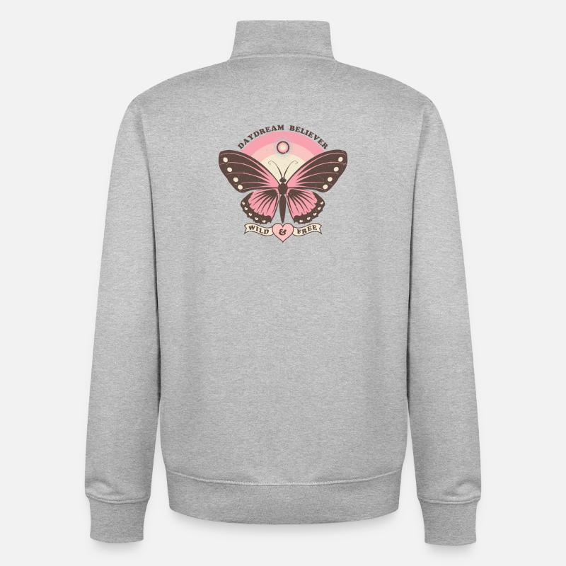 Boho Style Schmetterling - Unisex Organic Zip Sweatshirt von Stanley/Stella - Grau meliert