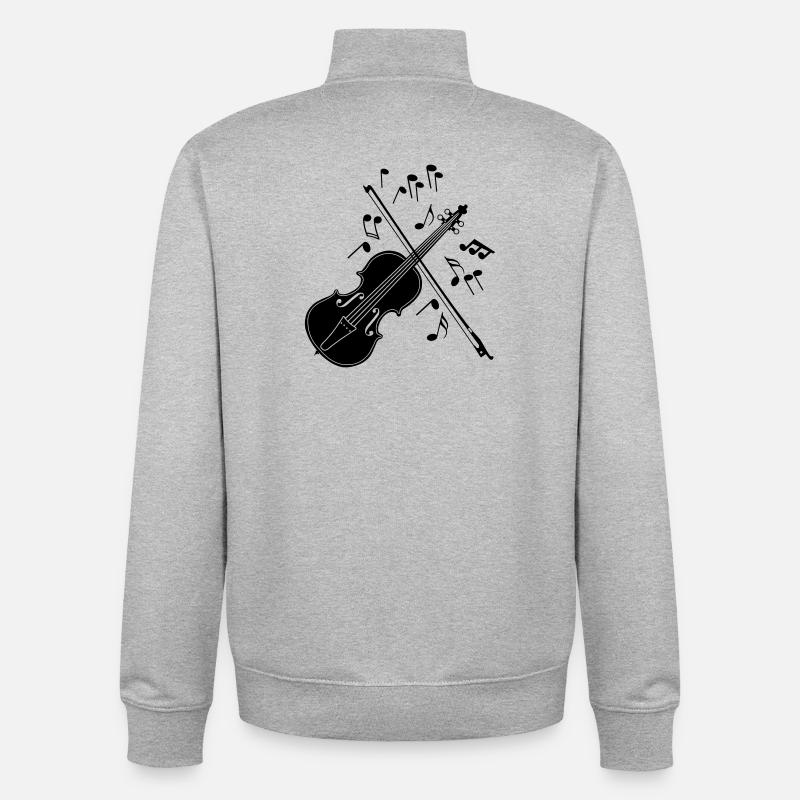 Violon avec notes - Sweat zippé unisexe en coton bio Stanley/Stella - gris chiné