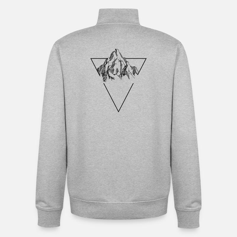 Mountain sketch - Unisex Organic Zip Sweatshirt by Stanley/Stella - heather grey