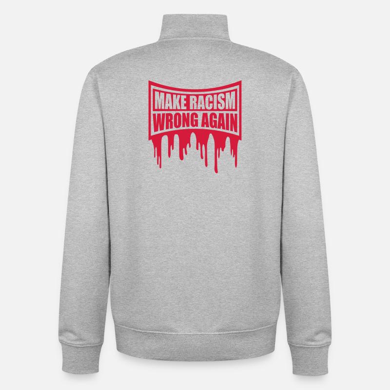 make racism wrong again - Unisex Organic Zip Sweatshirt von Stanley/Stella - Grau meliert