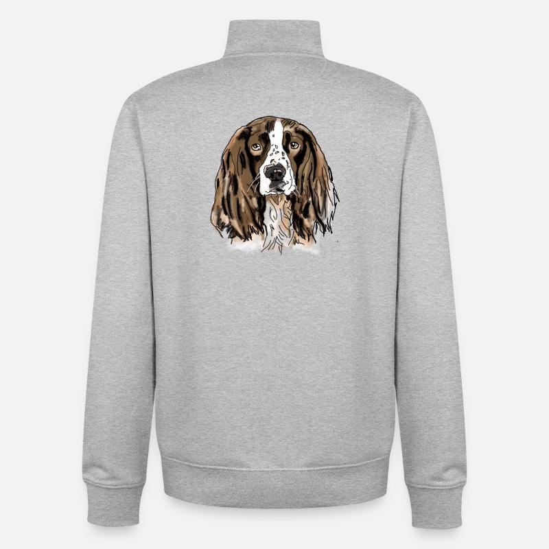 Spaniel - Unisex Organic Zip Sweatshirt by Stanley/Stella - heather grey
