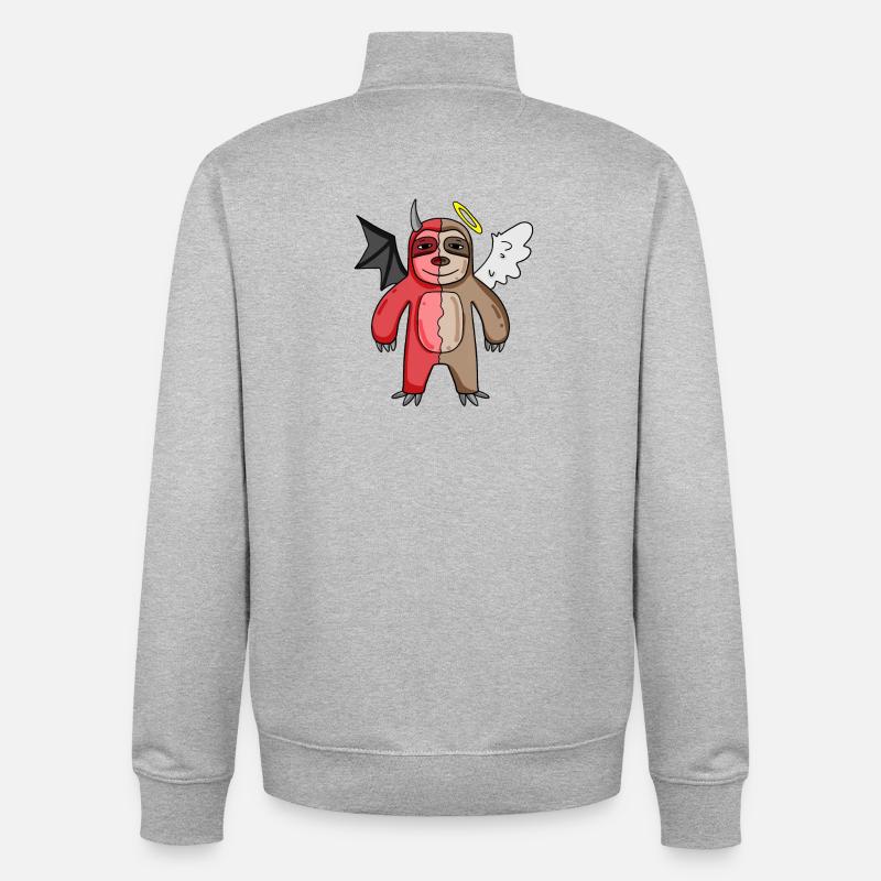 Sloth - Angel and Devil - Unisex Organic Zip Sweatshirt by Stanley/Stella - heather grey