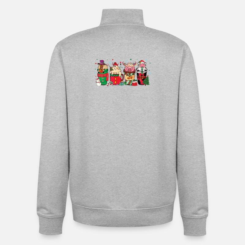 Tasse de café de Noël - Sweat zippé unisexe en coton bio Stanley/Stella - gris chiné