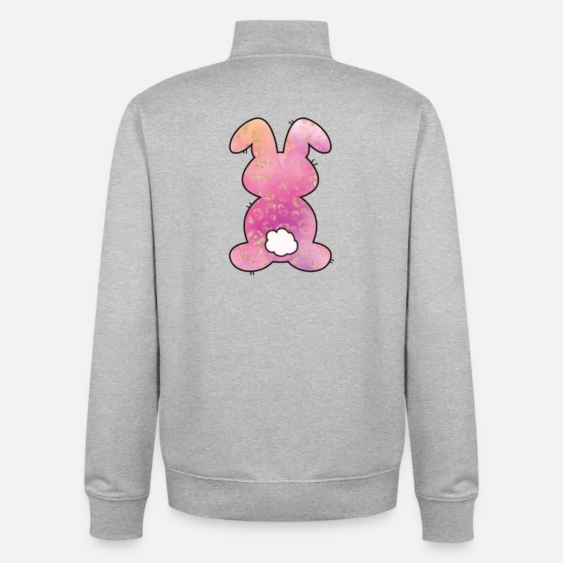 Leopard Pattern Rabbit Easter - Unisex Organic Zip Sweatshirt by Stanley/Stella - heather grey
