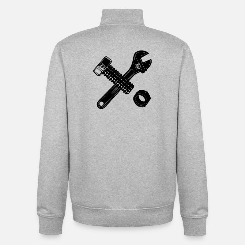 Écrou de boulon et clé - Sweat zippé unisexe en coton bio Stanley/Stella - gris chiné