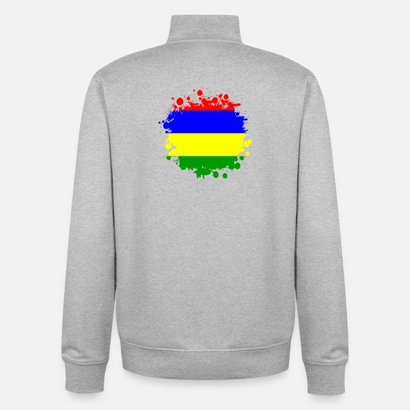 Mauritius Klecks Flaggen Design - Unisex Organic Zip Sweatshirt von Stanley/Stella - Grau meliert