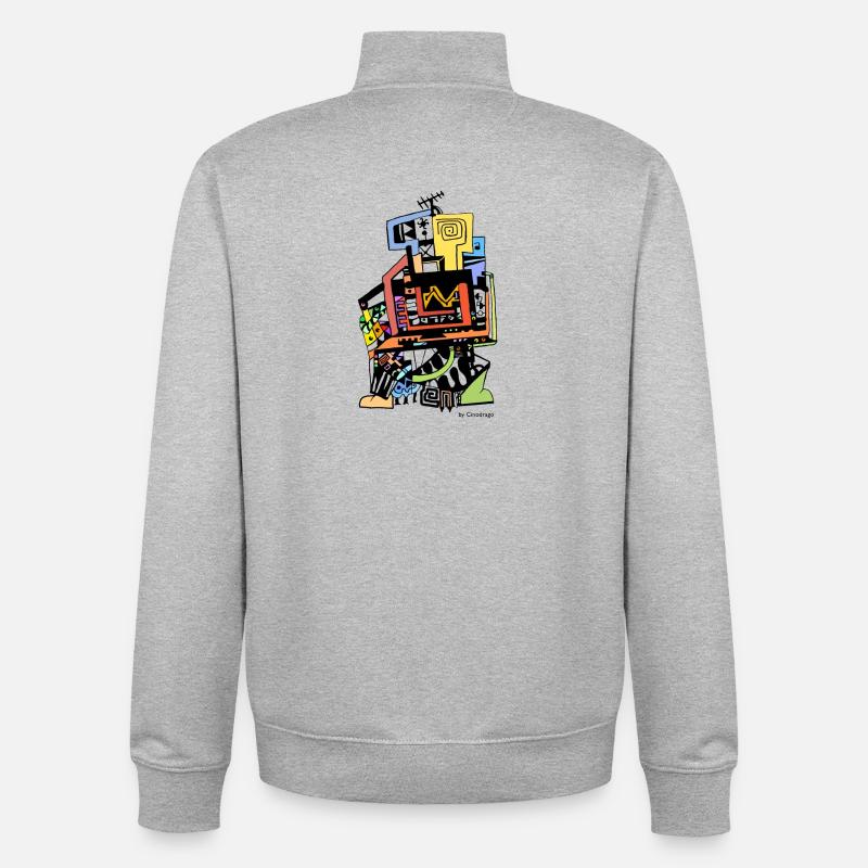 Tv totem black by Cinodrago - Sweat zippé unisexe en coton bio Stanley/Stella - gris chiné