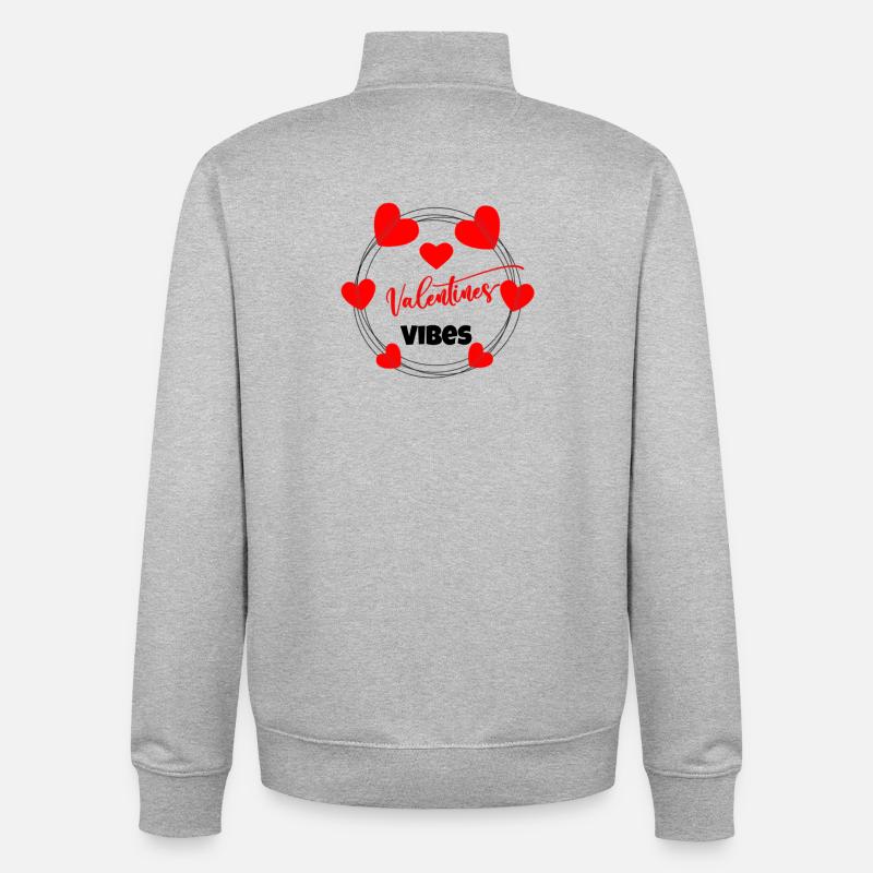 Saint-Valentin, Saint-Valentin, Saint-Valentin - Sweat zippé unisexe en coton bio Stanley/Stella - gris chiné