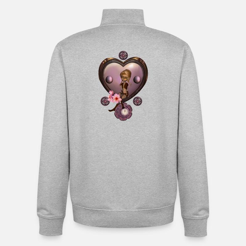 Wunderbares Steampunk-Herz mit Fee - Unisex Organic Zip Sweatshirt von Stanley/Stella - Grau meliert