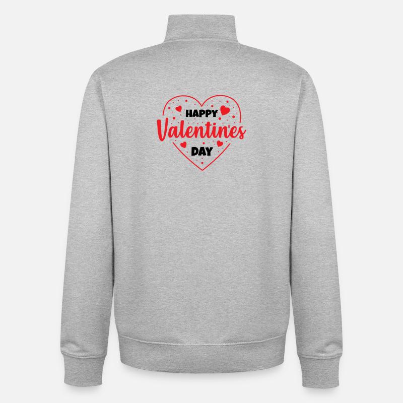 Saint-Valentin, Saint-Valentin, Saint-Valentin - Sweat zippé unisexe en coton bio Stanley/Stella - gris chiné