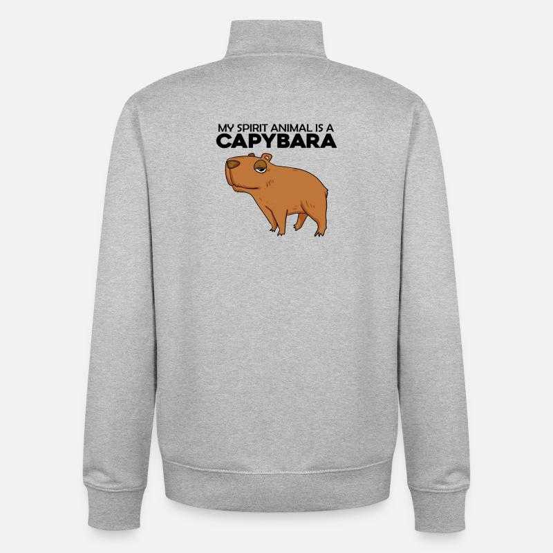 Capybara Capybara Cadeau - Sweat zippé unisexe en coton bio Stanley/Stella - gris chiné