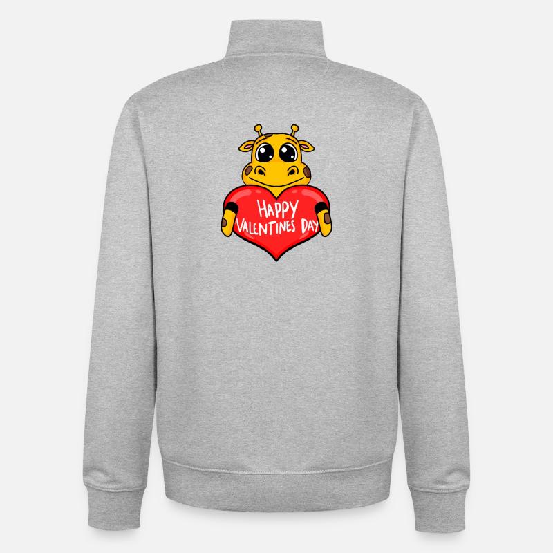 Valentine's Day Heart Giraffe - Unisex Organic Zip Sweatshirt by Stanley/Stella - heather grey
