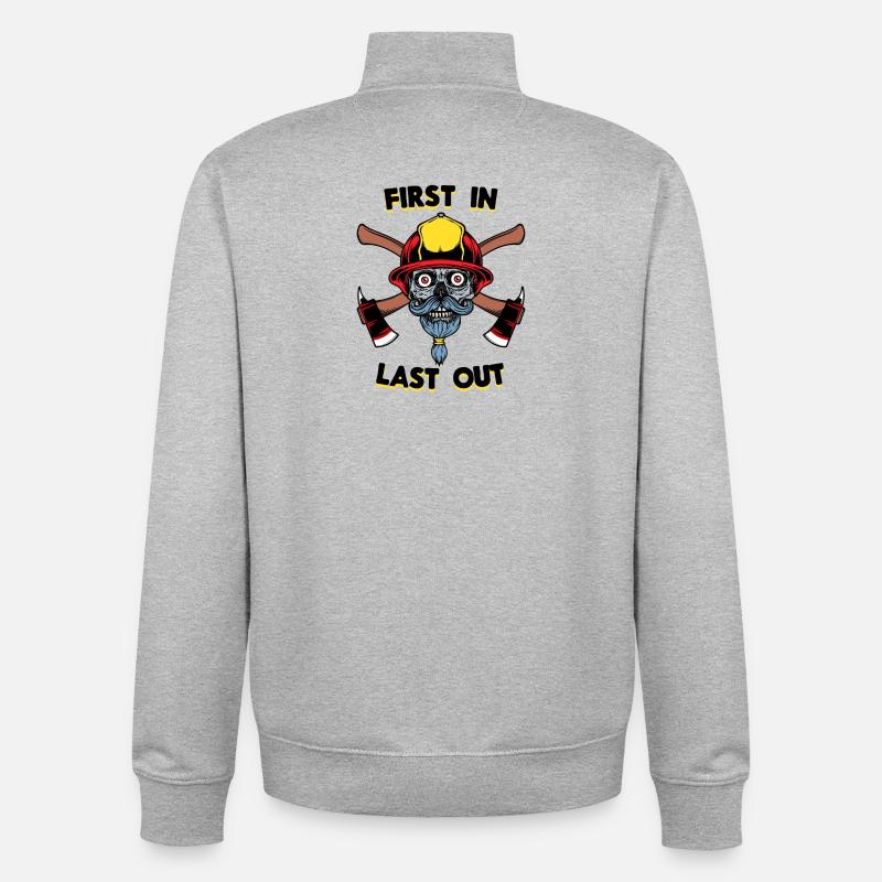 Firefighter Statement Fire Protection - Unisex Organic Zip Sweatshirt by Stanley/Stella - heather grey