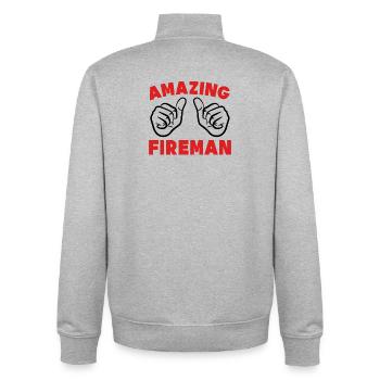 Berufsfeuerwehr Brandschutz Feuerwehr Statement - Unisex Organic Zip Sweatshirt von Stanley/Stella - Grau meliert - Hinten - AI Model Male 185 light (185cm)