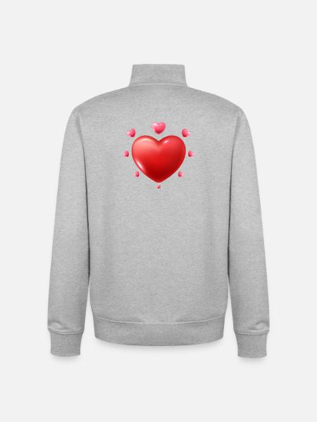 Amour - Saint-Valentin - Cœurs - Sweat zippé unisexe en coton bio Stanley/Stella - gris chiné