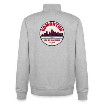 Edmonton Vintage : Ville des Champions - Sweat zippé unisexe en coton bio Stanley/Stella - gris chiné - Dos - AI Model Male 185 light (185cm)