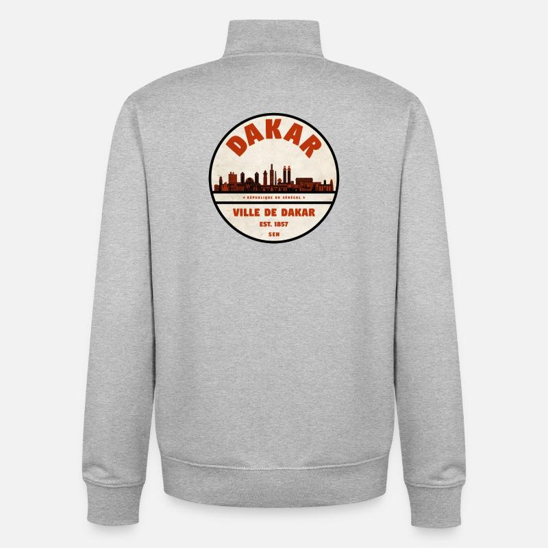 Dakar Skyline Retro-Emblem - Unisex Organic Zip Sweatshirt von Stanley/Stella - Grau meliert