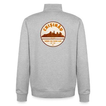 Chișinău Vintage Stadtlogo Moldau - Unisex Organic Zip Sweatshirt von Stanley/Stella - Grau meliert - Hinten - AI Model Male 185 light (185cm)
