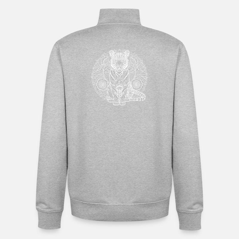 Tiger Mandala - Unisex Organic Zip Sweatshirt von Stanley/Stella - Grau meliert