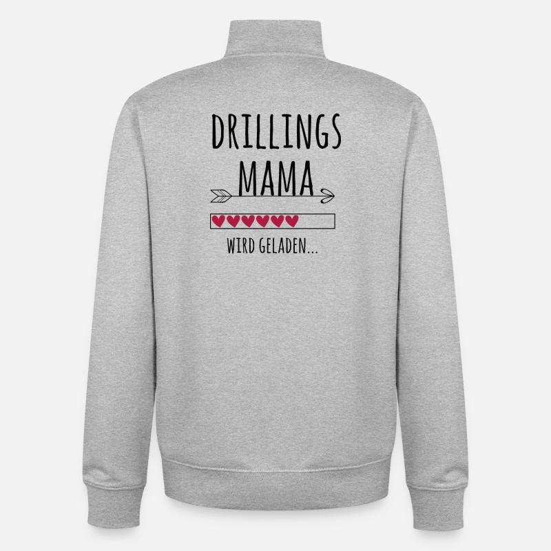 werdende Drillingsmama Schwangerschaft Drillinge - Unisex Organic Zip Sweatshirt von Stanley/Stella - Grau meliert
