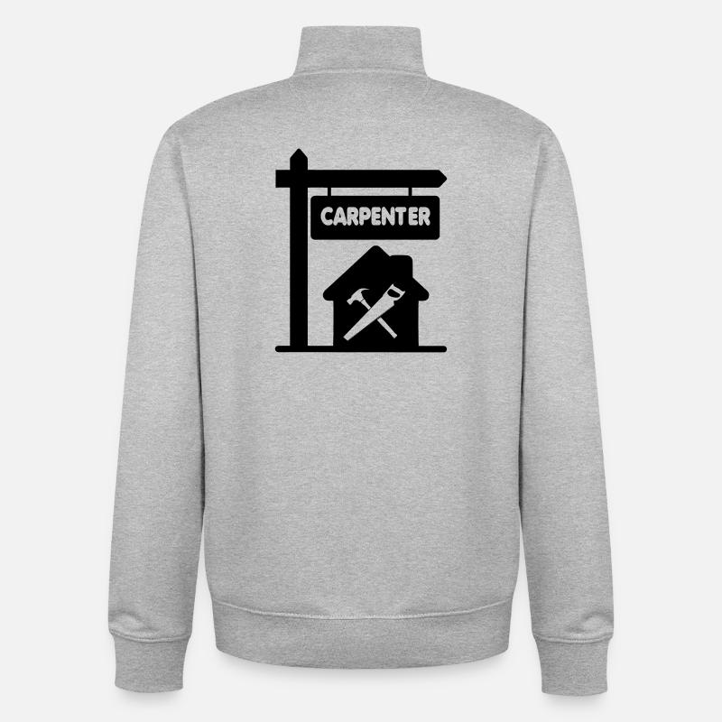 Panneau transparent avec texte charpentier - Sweat zippé unisexe en coton bio Stanley/Stella - gris chiné