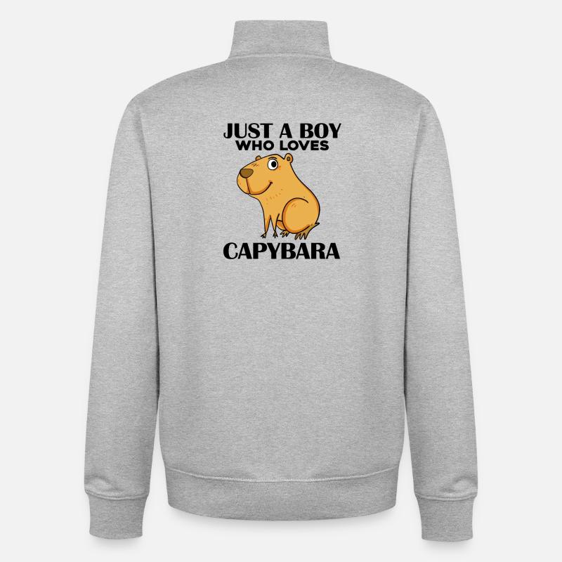 Garçon Capybara - Sweat zippé unisexe en coton bio Stanley/Stella - gris chiné