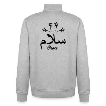 Arab peace with stars - Unisex Organic Zip Sweatshirt by Stanley/Stella - heather grey - Back - AI Model Male 185 light (185cm)