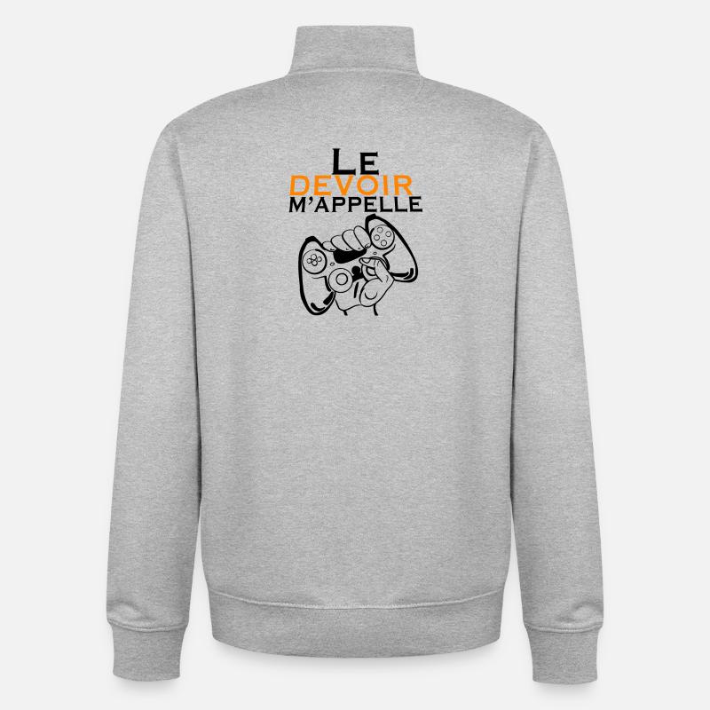 Devoir Voiture Orange en Silhouette - Sweat zippé unisexe en coton bio Stanley/Stella - gris chiné