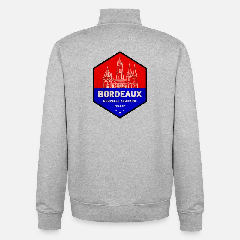 Blason de Bordeaux Rouge Bleu - Sweat zippé unisexe en coton bio Stanley/Stella - gris chiné