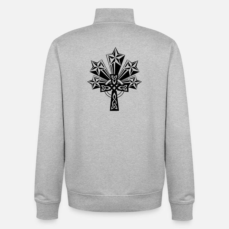 Keltisches Kreuz 5 Sterne - Unisex Organic Zip Sweatshirt von Stanley/Stella - Grau meliert