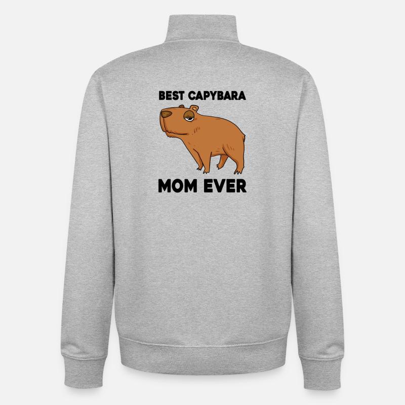 Capybara Mama Wasserschwein - Sweat zippé unisexe en coton bio Stanley/Stella - gris chiné