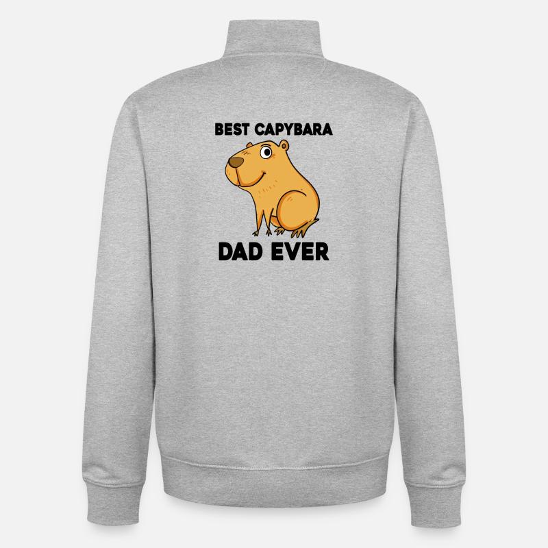 Capybara Father Capybara Capybara Pig - Unisex Organic Zip Sweatshirt by Stanley/Stella - heather grey