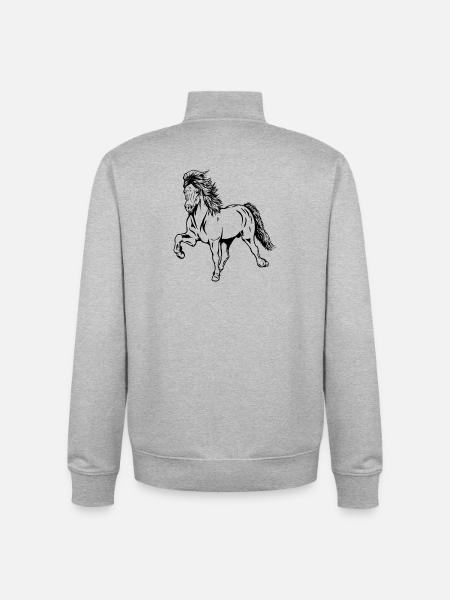 Islandsk hingst i Tölt - Stanley/Stella unisex sweatshirt med lynlås i økologisk - grå meleret