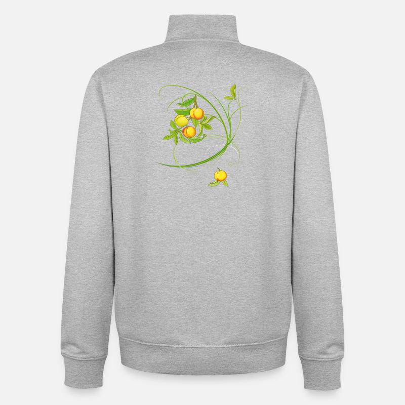 Pfirsiche, Obst - Unisex Organic Zip Sweatshirt von Stanley/Stella - Grau meliert