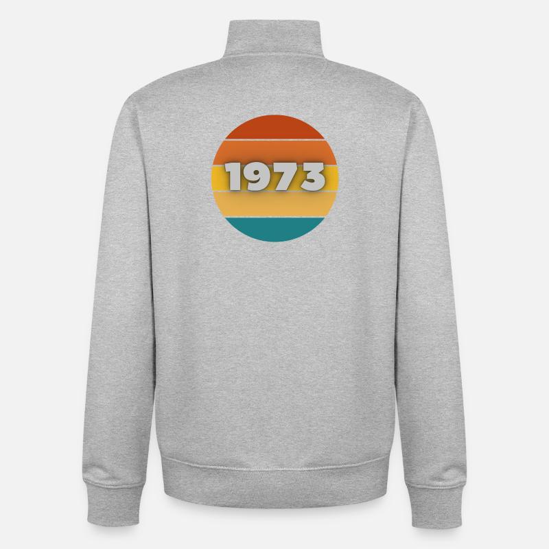 1973, année de naissance, 50 ans - Sweat zippé unisexe en coton bio Stanley/Stella - gris chiné
