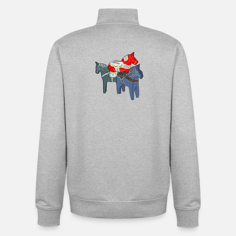 Chevaux Dala - Sweat zippé unisexe en coton bio Stanley/Stella - gris chiné