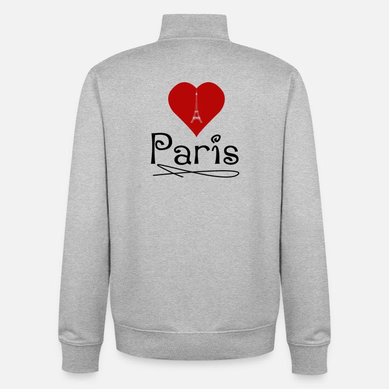 Ich liebe Paris - Unisex Organic Zip Sweatshirt von Stanley/Stella - Grau meliert