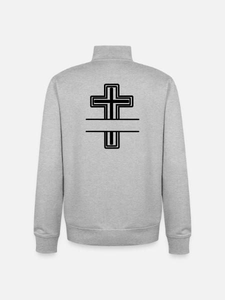 Monogram cross - Unisex Organic Zip Sweatshirt by Stanley/Stella - heather grey