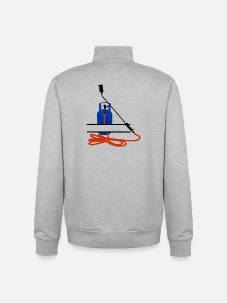 Dachdeckerfirma Monogram Logo Gasflasche - Unisex Organic Zip Sweatshirt von Stanley/Stella - Grau meliert