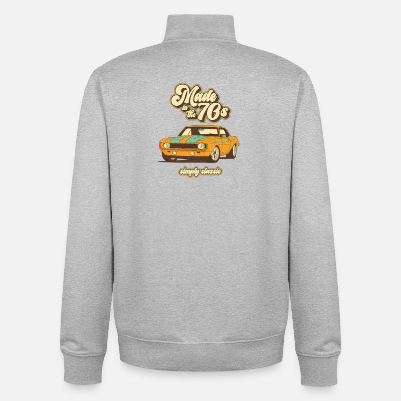 Design des années 70 - Sweat zippé unisexe en coton bio Stanley/Stella - gris chiné