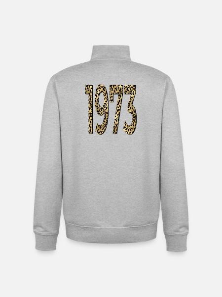 Birthday 1973 Leopard Print - Unisex Organic Zip Sweatshirt by Stanley/Stella - heather grey