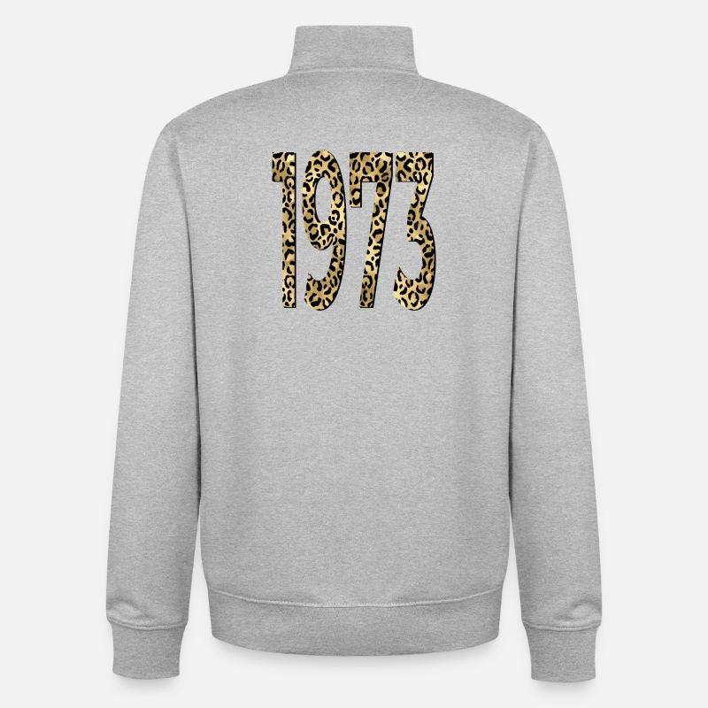 Birthday 1973 Leopard Print - Unisex Organic Zip Sweatshirt by Stanley/Stella - heather grey