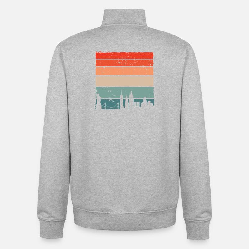 Sunset Skyline Gradient - Unisex Organic Zip Sweatshirt by Stanley/Stella - heather grey
