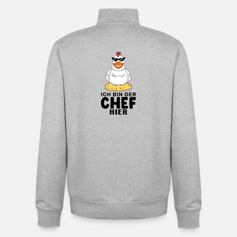 cooles Huhn Chef Spruch - Unisex Organic Zip Sweatshirt von Stanley/Stella - Grau meliert