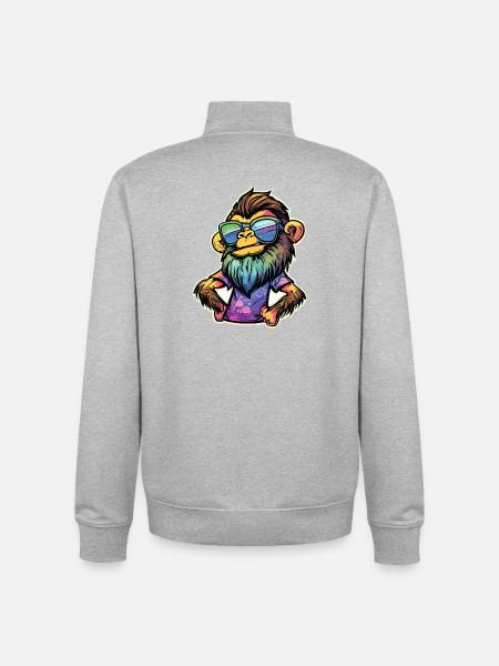 Singe Funky - Sweat zippé unisexe en coton bio Stanley/Stella - gris chiné