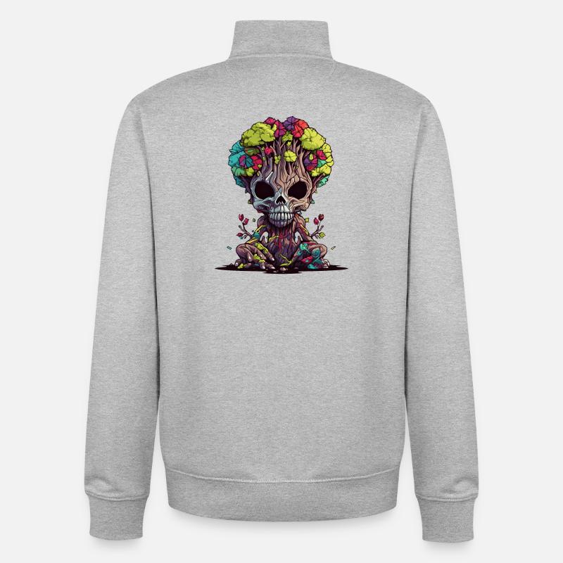 Floraison du crâne d’arbre - Sweat zippé unisexe en coton bio Stanley/Stella - gris chiné