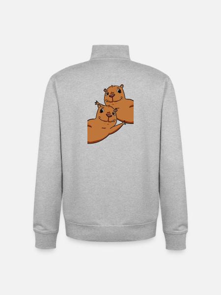 Capybara Wasserschwein - Unisex Organic Zip Sweatshirt by Stanley/Stella - heather grey